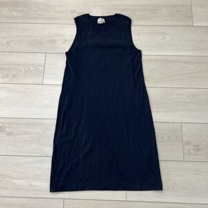 Acne Studios‎ Tank Dress Dark Blue Ribbed Knit Cotton Blend Sleeveless Size Sm